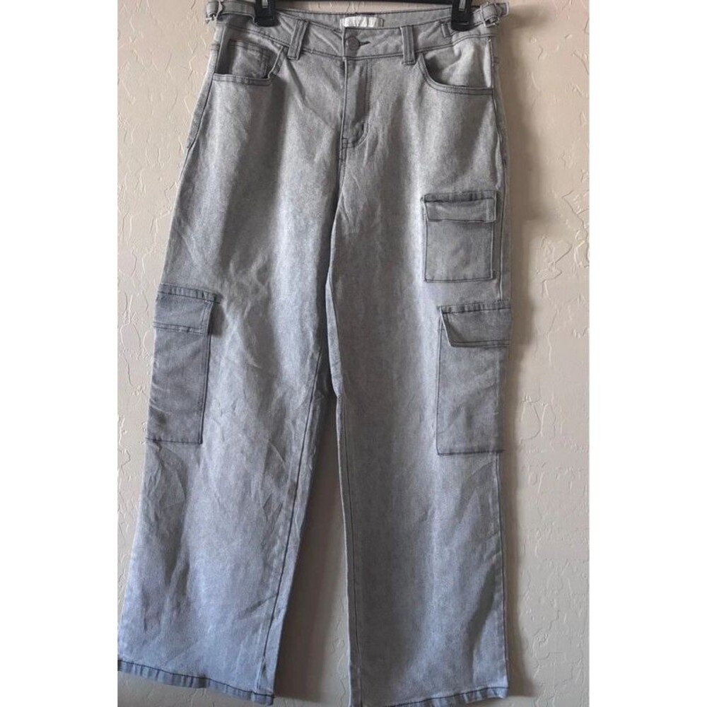 Project Rebel Gray High Waisted Cargo Jeans Size 9